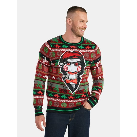 SAW Men's Billy the Puppet Cool Holiday Sweater, Sizes S-3XL