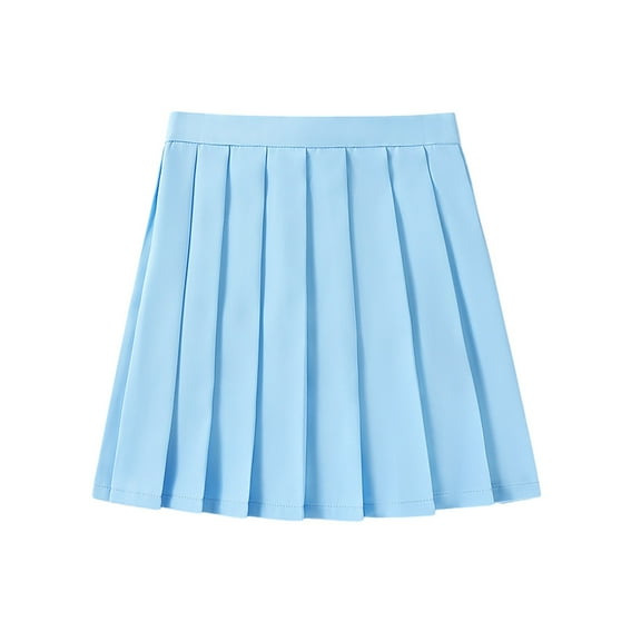SAWKMW Girls Pleated Tennis Skirts with Shorts Athletic Skirt with Side Pocket High Waist Active Skort for Girls Kids Teen(Light Blue,XXL)