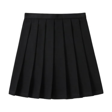 SAWKMW Girls Pleated Tennis Skirts with Shorts Athletic Skirt with Side Pocket High Waist Active Skort for Girls Kids Teen(Z1-Black,XXL)