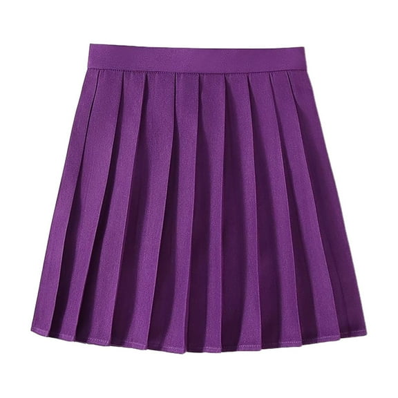 SAWKMW Girls Pleated Tennis Skirts with Shorts Athletic Skirt with Side Pocket High Waist Active Skort for Girls Kids Teen(Z1-Dark Purple,4XL)
