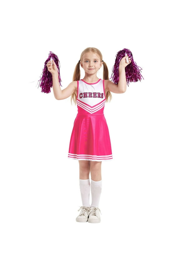 Toddler Cheerleader Outfit Cheerleading for Kids Dress Up Cheerleader Gifts(Pink,130)