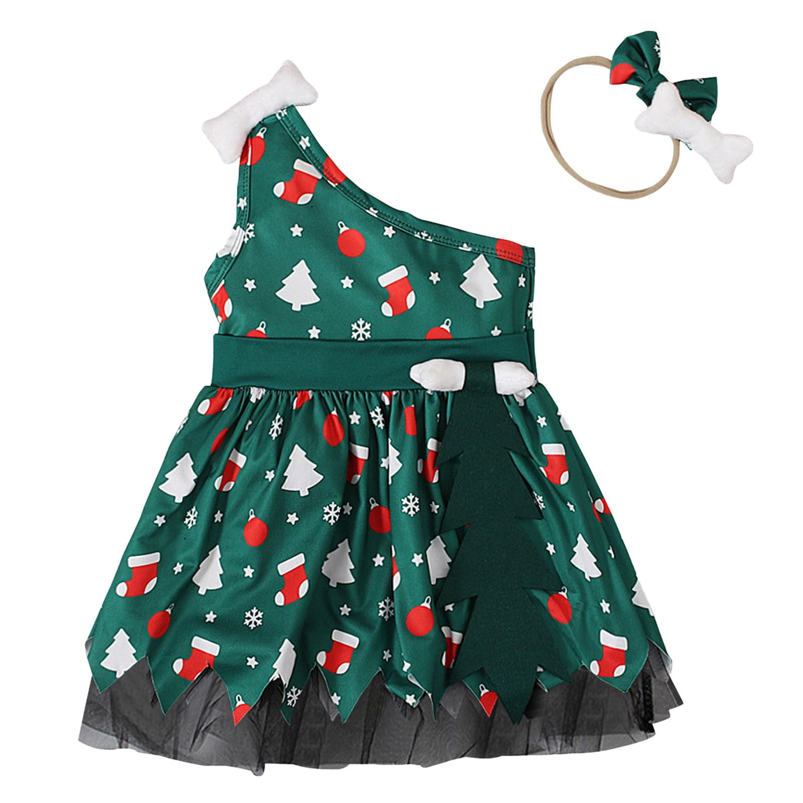 SAWKMW Toddler Kids Girl's Red Christmas Plaid Dress Back Bow Tutu