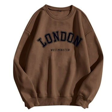 SAWKMW Women Tie Dye Sweatshirt Color Block Long Sleeve Crewneck Oversized Tshirt(Brown,L)