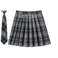 thumbnail image 1 of SAWKMW Women's Girls Plaid Pleated Adjustable Waist High School Skirts with Bow Ties(Z1-Grey,L), 1 of 2