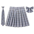 thumbnail image 1 of SAWKMW Women's Girls Plaid Pleated Skirt With Necktie Bowtie High Waisted School Uniform A-line Pleated JK Skirt Skater Tennis(Z1-Light Blue,M), 1 of 2