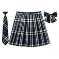 thumbnail image 1 of SAWKMW Girls Women's Pleated Plaid Skirt With Necktie Bowtie Lining Shorts School Girl Uniform(Z2-Dark Blue,3XL), 1 of 2