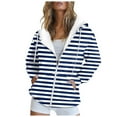 thumbnail image 1 of SAWKMW Women's Relaxed Zip-Up Hoodie Fall Oversized Sweatshirt Cozy Fleece Jacket with Pocket(Blue,S), 1 of 5