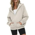 thumbnail image 1 of SAWKMW Women's Winter Zip Up Hoodies Pullover Warm Heavyweight Thick Sweatshirt Coat Jackets(Beige,XL), 1 of 3