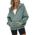 thumbnail image 1 of SAWKMW Women's Winter Zip Up Hoodies Pullover Warm Heavyweight Thick Sweatshirt Coat Jackets(Green,XXL), 1 of 3