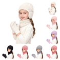 thumbnail image 1 of SAWOBUUN 3Pcs Kids Winter Earflap Hat Neck Gaiter Glove Set Fleece Lined Cable Knit Touchscreen Gloves Warm Accessories for Boys Girls, 1 of 9