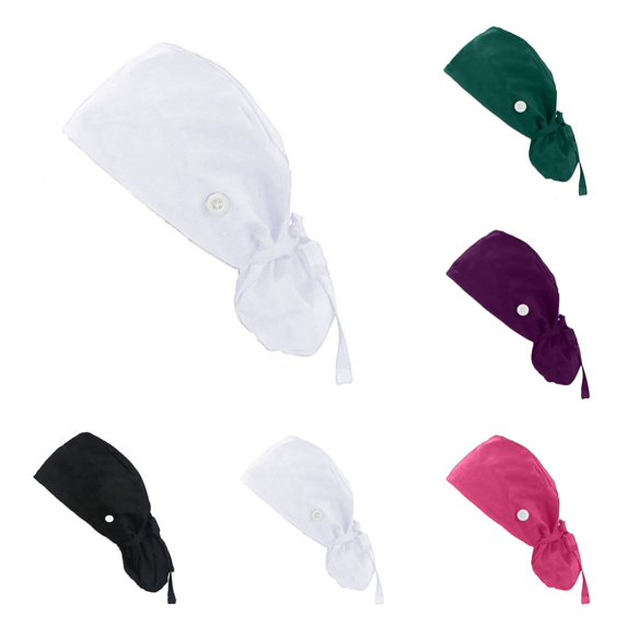 SAWOBUUN Adjustable Working Caps with Button & Sweatband, Women Ponytail Pouch Hats for Long Hair