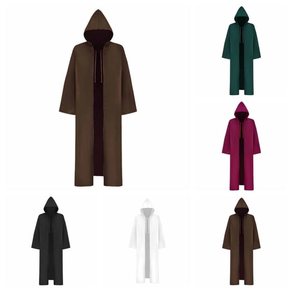 SAWOBUUN Adult Halloween Hooded Robe Cloak Tunic Long Capes Party Medieval Wizard Vampire