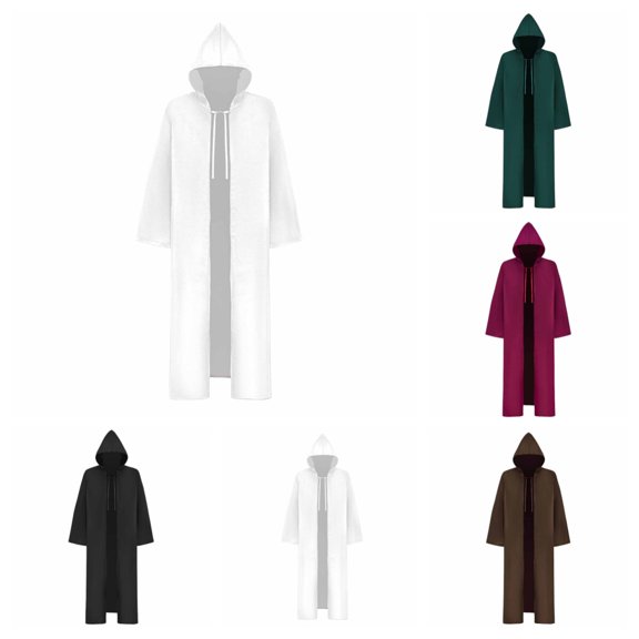 SAWOBUUN Adult Halloween Hooded Robe Cloak Tunic Long Capes Party Medieval Wizard Vampire