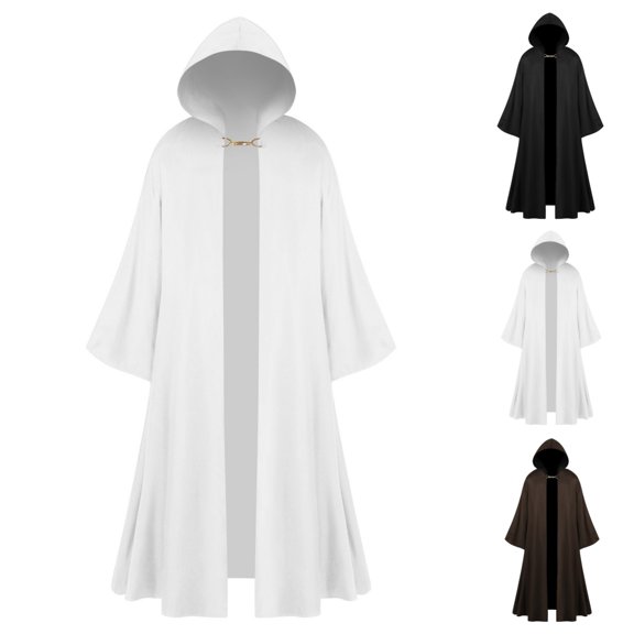 SAWOBUUN Adult Robe Hooded Cloak Halloween Knight Wizard Long Gothic Cape Vampire Tunic Hooded Uniform