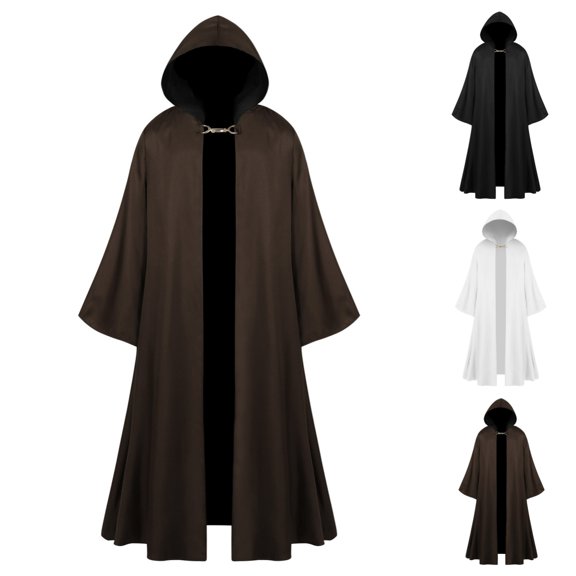 SAWOBUUN Adult Robe Hooded Cloak Halloween Knight Wizard Long Gothic Cape Vampire Tunic Hooded Uniform