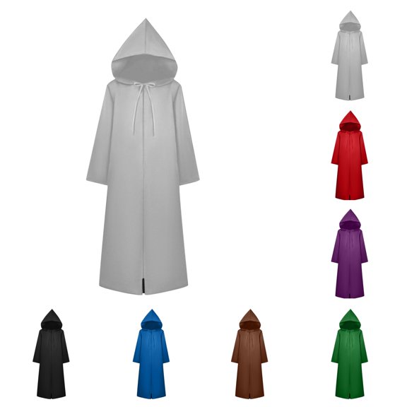 SAWOBUUN Adult Robe Hooded Cloak Halloween Medieval Party Vampire Tunic Hooded Uniform