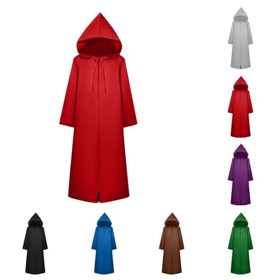 SAWOBUUN Adult Robe Hooded Cloak Halloween Medieval Party Vampire Tunic Hooded Uniform