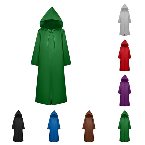 SAWOBUUN Adult Robe Hooded Cloak Halloween Medieval Party Vampire Tunic Hooded Uniform