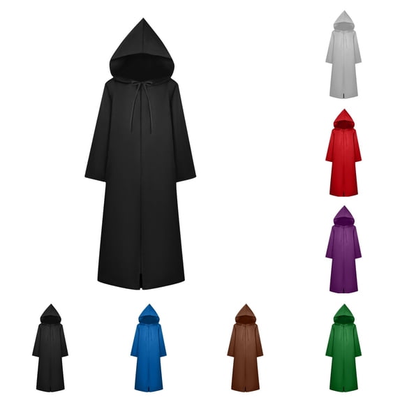SAWOBUUN Adult Robe Hooded Cloak Halloween Medieval Party Vampire Tunic Hooded Uniform