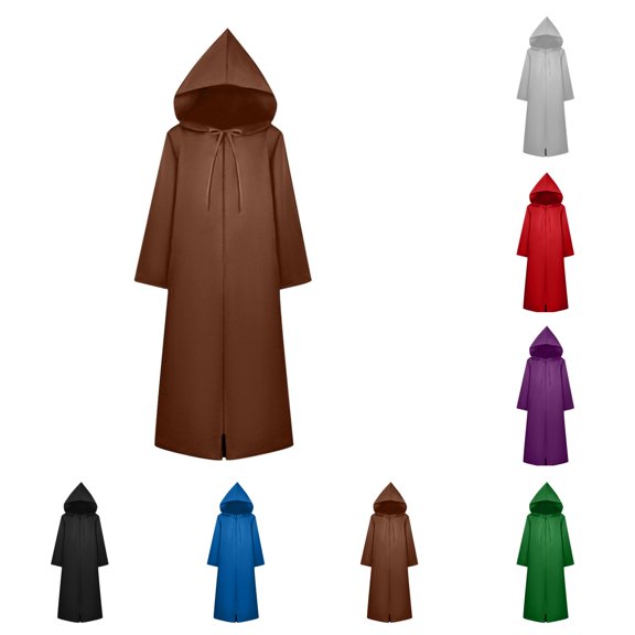 SAWOBUUN Adult Robe Hooded Cloak Halloween Medieval Party Vampire Tunic Hooded Uniform