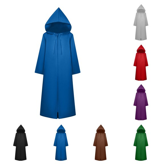 SAWOBUUN Adult Robe Hooded Cloak Halloween Medieval Party Vampire Tunic Hooded Uniform