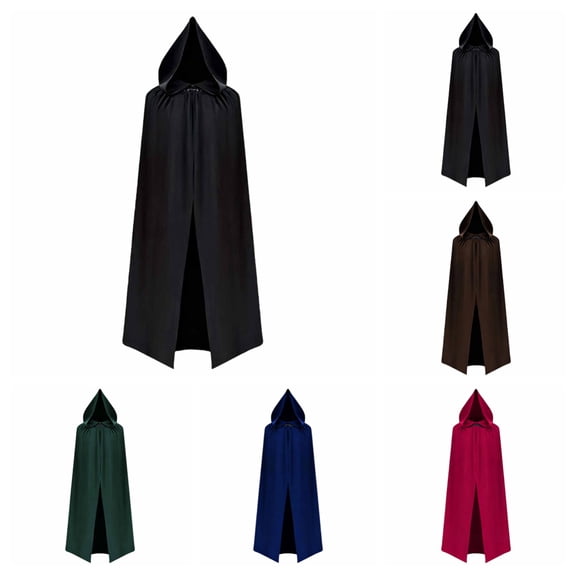 SAWOBUUN Adult Tunic Hooded Robe Cloak Halloween Knight Cape Medieval Wizard Vampire Outfit