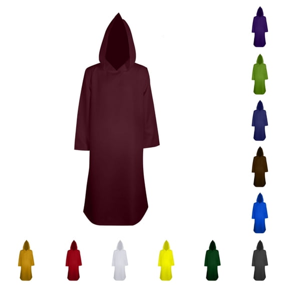 SAWOBUUN Adult Wizard Tunic Hooded Robe Halloween Cloak for Men Women