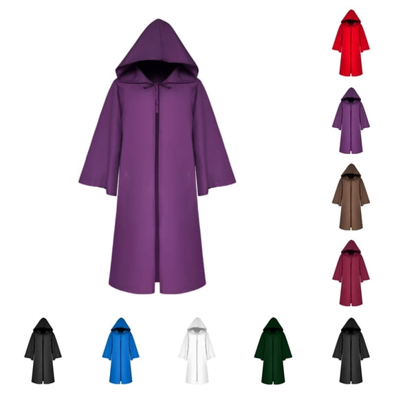 SAWOBUUN Adult Wizard Tunic Hooded Robe Halloween Party Cloak