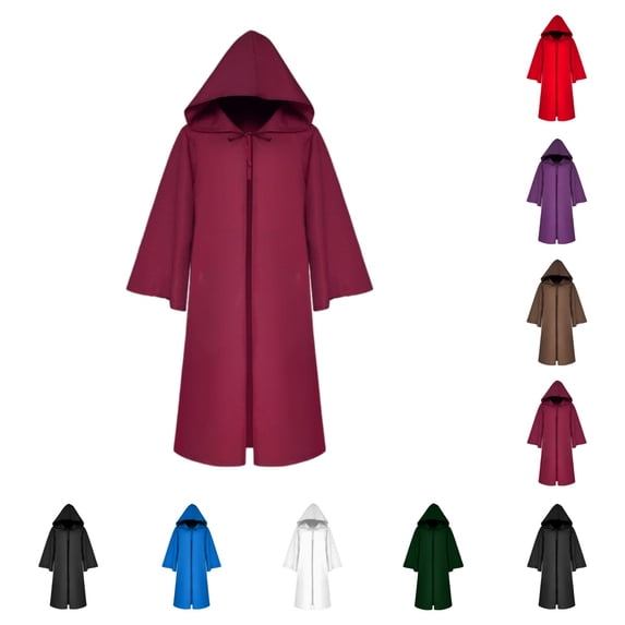 SAWOBUUN Adult Wizard Tunic Hooded Robe Halloween Party Cloak