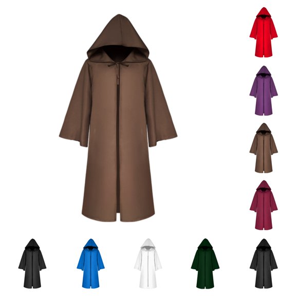 SAWOBUUN Adult Wizard Tunic Hooded Robe Halloween Party Cloak