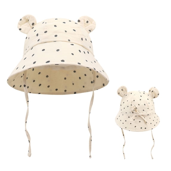 SAWOBUUN Baby Summer Sun Hat Infant Boys Girls Foldable Breathabl Hat with Bear Ears Adjustable Wide Brim Bucket Hat Cap