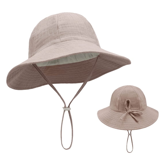 SAWOBUUN Baby Toddler Sun Hat Breathable Adjustable Cotton Bucket Hat Wide Brim Summer Beach Hats for Boys Girls