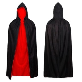 SAWOBUUN Black and Red Hooded Reversible Cloak for Adult Masquerade Cape Halloween, Vampire, Witch & Medieval