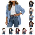 thumbnail image 1 of SAWOBUUN Blazers for Women Business Casual Long Sleeve Button Down, Breasted Notch Lapel, Open Front Suit Jacket, Dressy Work Blazer with Pockets, Winter Fall Outfits, 1 of 6