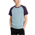 thumbnail image 1 of SAWOBUUN Boys Athletic Performance T-Shirt Kids Quick Dry Raglan Sleeve Crewneck Tee Breathable Color Block Active Top for Sports Running, 1 of 6