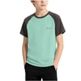 thumbnail image 1 of SAWOBUUN Boys Athletic Performance T-Shirt Kids Quick Dry Raglan Sleeve Crewneck Tee Breathable Color Block Active Top for Sports Running, 1 of 6