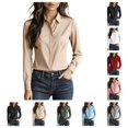 thumbnail image 1 of SAWOBUUN Button Down Shirts for Women Long Sleeve Hidden Placket Collared Dress Shirts Business Work Blouses, 1 of 8