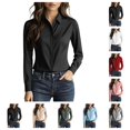 thumbnail image 1 of SAWOBUUN Button Down Shirts for Women Long Sleeve Hidden Placket Collared Dress Shirts Business Work Blouses, 1 of 9