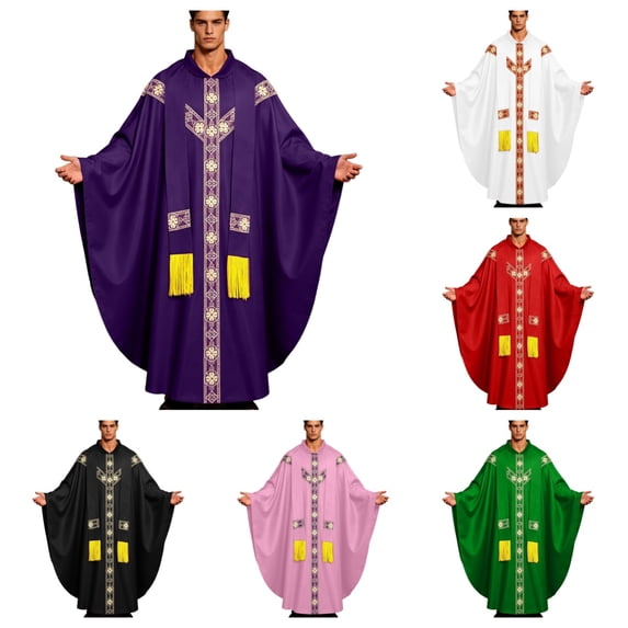 SAWOBUUN Church Catholic Priest Chasubles Vestments for Men, Robe Chasuble Mass Robe Halloween Outfits