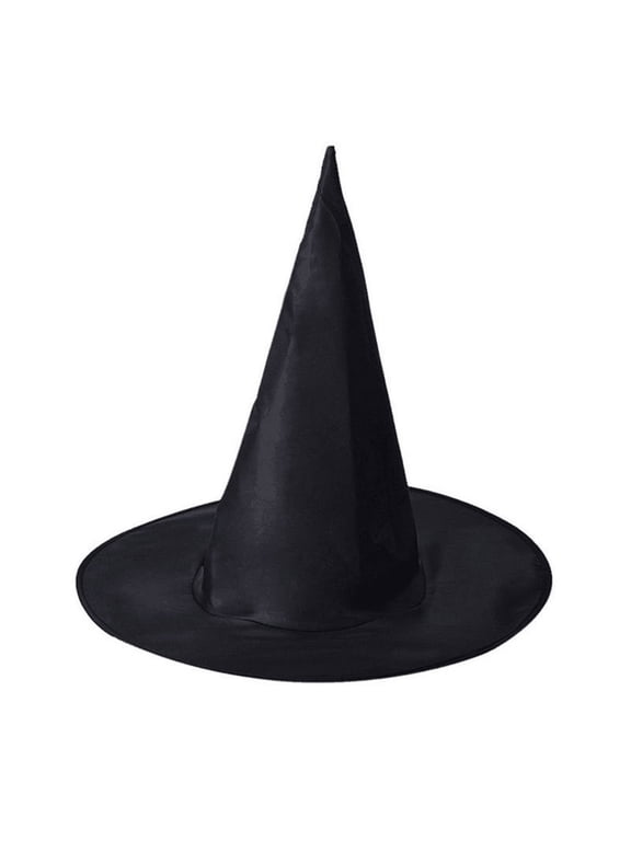 Classic Witch Hat for Halloween Pointed Wizard Cap Wide Brim Unisex Accessory for Adults & Kids Party Dress up
