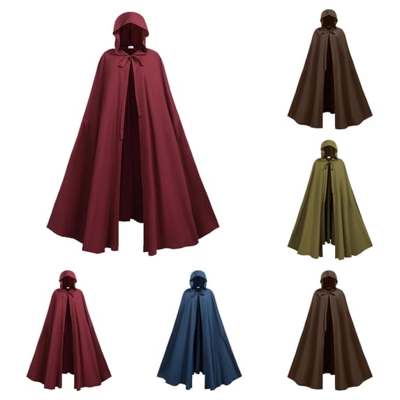 SAWOBUUN Cloak with Hood Medieval Renaissance Cape for Men Women Halloween Faire Robe