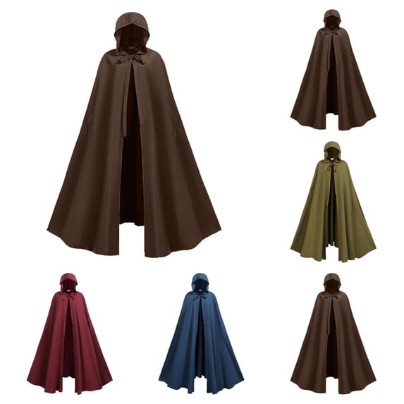 SAWOBUUN Cloak with Hood Medieval Renaissance Cape for Men Women Halloween Faire Robe