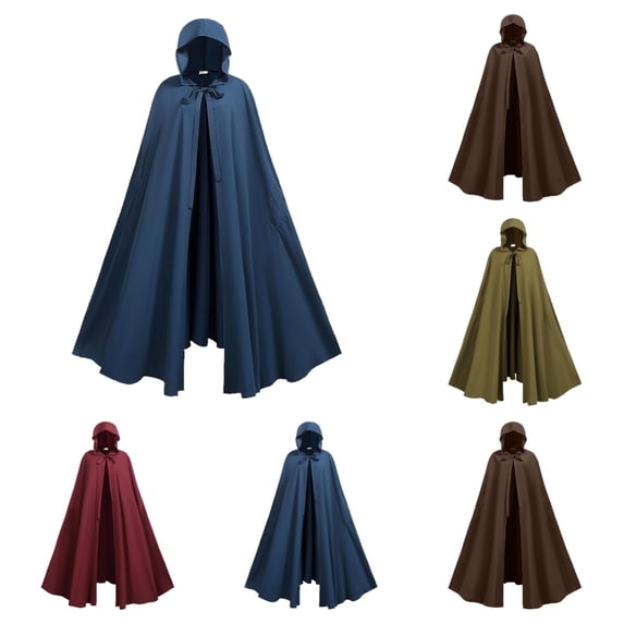 SAWOBUUN Cloak with Hood Medieval Renaissance Cape for Men Women Halloween Faire Robe