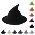 thumbnail image 1 of SAWOBUUN Cotton Yarn Witch Hat for Kids & Adults Soft Knitted Pointed Wizard Hat Foldable Halloween Accessory, 1 of 7