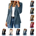thumbnail image 1 of SAWOBUUN Faux Suede Blazer for Women Lapel Collar Open Front One Button Slim Fit Work Suit Jacket, 1 of 9