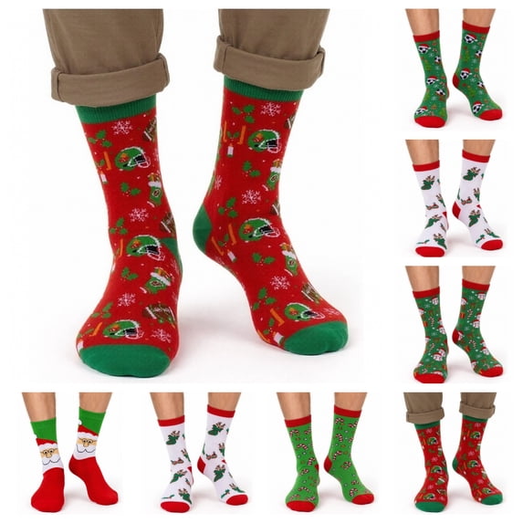 SAWOBUUN Funny Socks for Men Novelty Crazy Holiday Cozy Cotton Winter Christmas Socks
