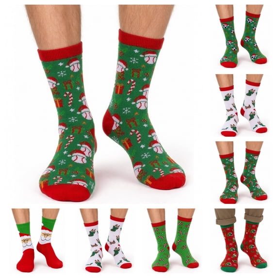 SAWOBUUN Funny Socks for Men Novelty Crazy Holiday Cozy Cotton Winter Christmas Socks
