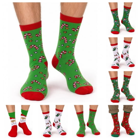 SAWOBUUN Funny Socks for Men Novelty Crazy Holiday Cozy Cotton Winter Christmas Socks