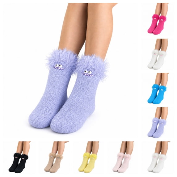 SAWOBUUN Funny Socks for Women Girls Coral Fuzzy Novelty Cute Cozy Soft Crazy Socks