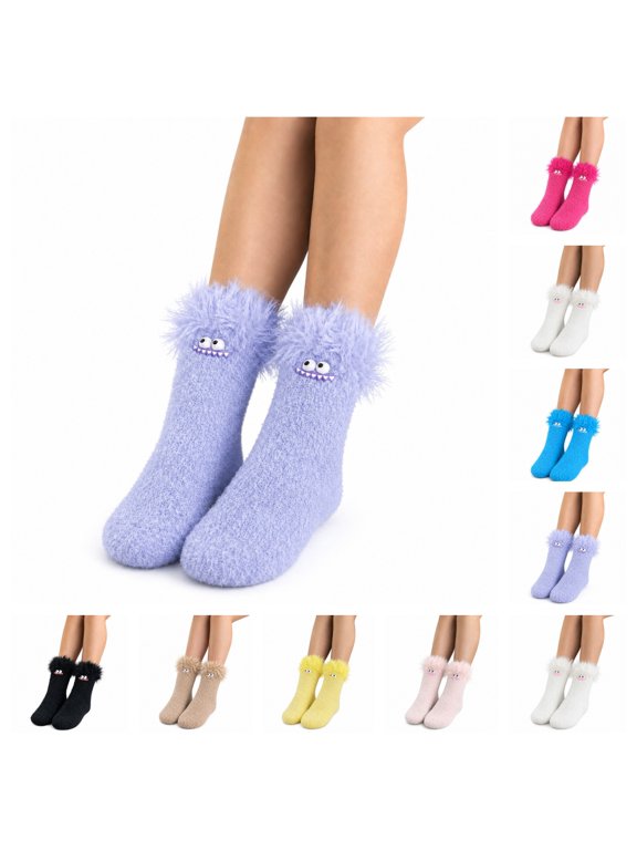 Funny Socks for Women Girls Coral Fuzzy Novelty Cute Cozy Soft Crazy Socks